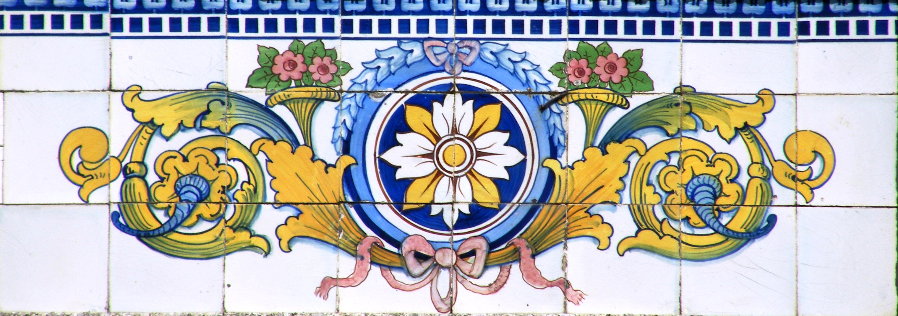 Early 20th century Art Nouveau  tile panel on a house at Ruo do Duque de Saldanha in Porto
