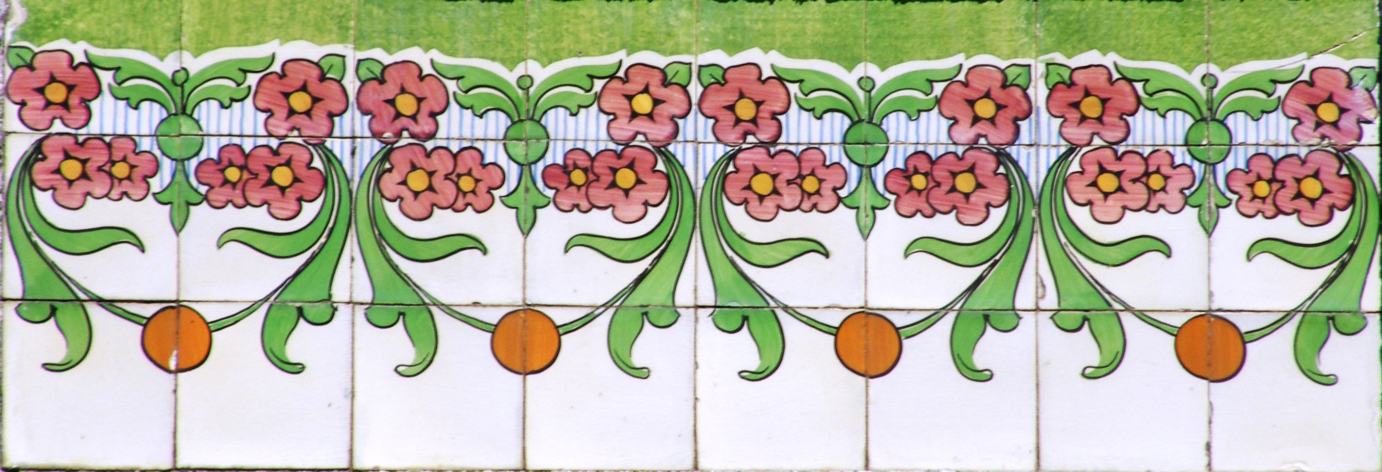 Early 20th century Art Nouveau tile panel on a house at Ruo do Duque de Saldanha in Porto