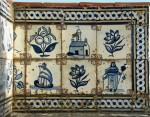 Detail of a tiled bench at Igreja Antonio dos Olivais in Coimbra