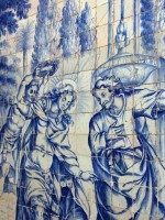 Detail of late 17th century tile panel in Igreja de Sao Victor in Braga