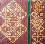 Detail of encaustic Godwin tiles, c. 1875,  in Leeds Parish Church