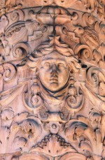 Detail of terracotta decoration on the columns at the entrance of the Metropole Hotel