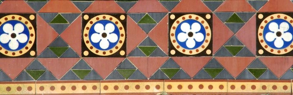 Encaustic tiles made by Godwin, c. 1875,  at 46 York Place