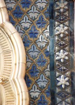 Detail of Moorish style stoneware tiles made by Doulton above the entrance of St. Paul's House, 1878