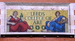 Early 20th century mosaic above the entrance of Leeds College of Art designed by Gerald E.Moira in 1903 and made by Rust's Vitreous Mosaic Company