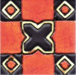 Tile made by Pilkingtons with orange-vermilion glaze made from uranium oxide (which is lightly radioactive), 1931