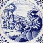 Modern replica by Joop van de Werf of a biblical tile showing Jonah and the Whale