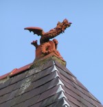 Dragon finial on a Victorian house in Ilkley, Yorkshire, c. 1890