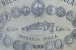 Detail of a Nolla tile catalogue showing the factory and Miguel Nolla's house at the back.