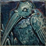 Press-moulded Burmantofts tile showing an ibis, c. 1885