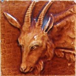 Press-moulded Burmantofts tile showing a goat, c. 1885