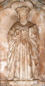 Alabaster sculpture of Edward the Confessor holding his ring, c. 1510