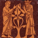 Minton encaustic floor tile dated 1868 showing Edward the Confessor giving his ring to a beggar