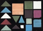 A selection of dust-pressed mosaic tiles of different sizes and colours made by Minton, Hollins & Co.